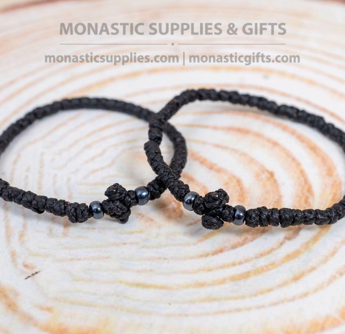 Komboskini -Prayer Rope ,1 pcs Black waxed thin with Stone beads,Orthodox Gift