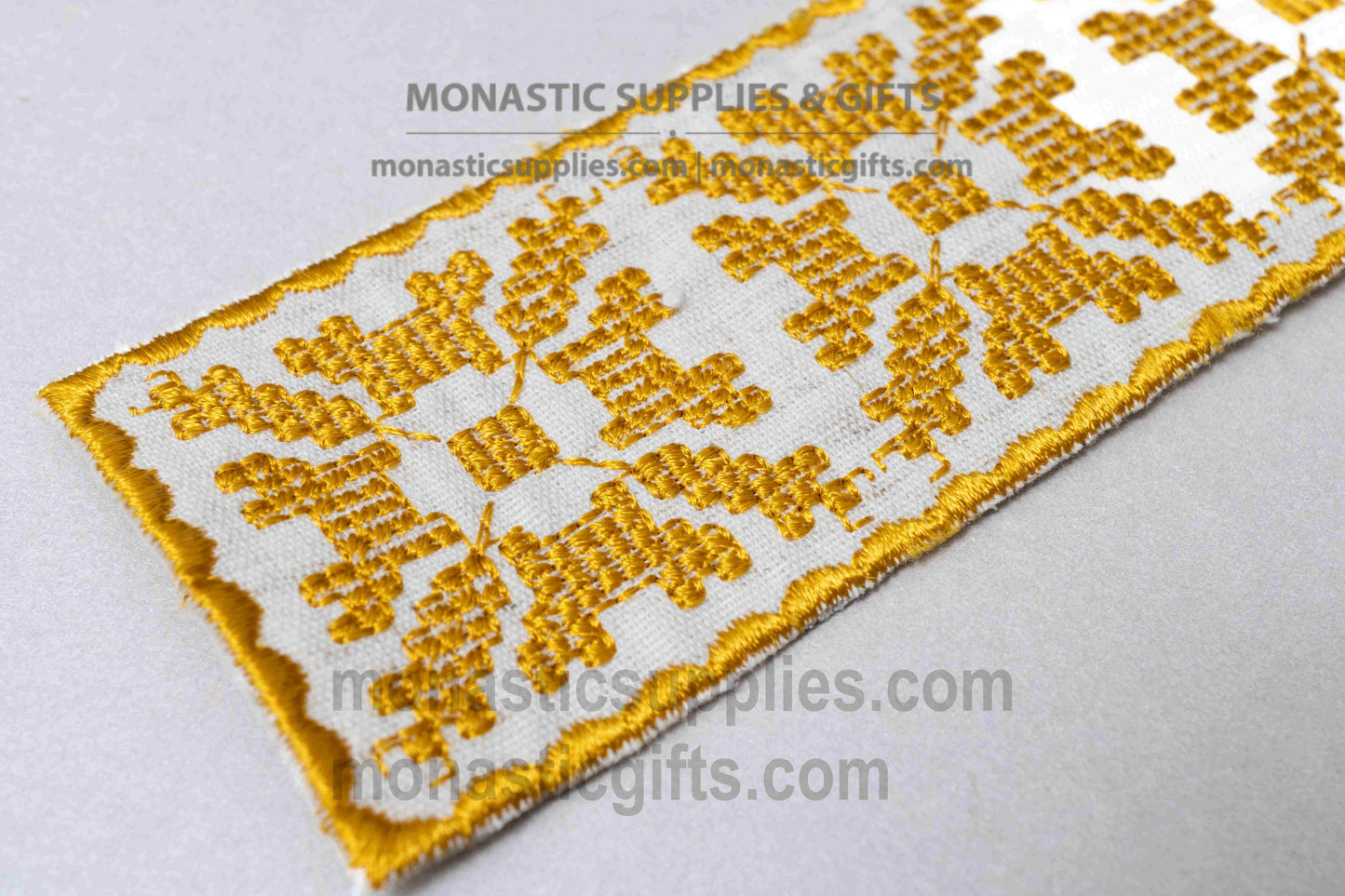 Gold Embroidered Fabric Bookmark with Christogram & Byzantine Cross Pattern 22x5 cm (8.66x1.97 in) | 1 Piece