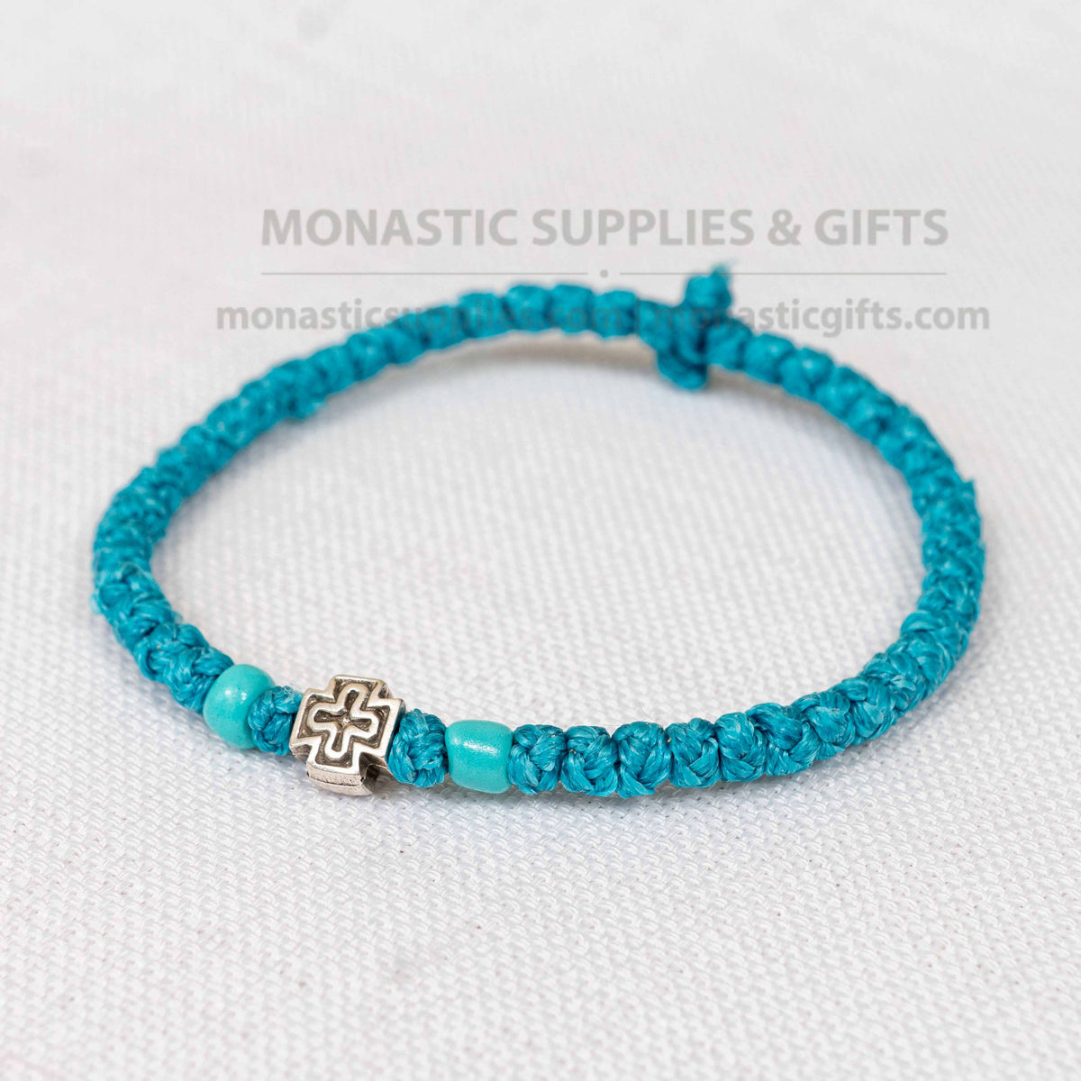 prayer-rope-komboskini-bracelet-orthodox-silver-cross-turquoise-blue-waxed-cord-50-knots-1-piece