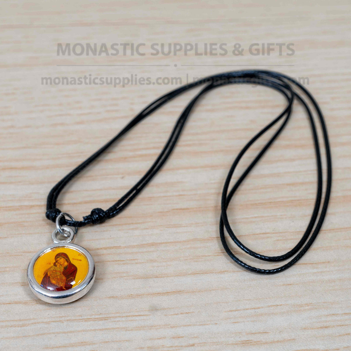 Virgin Mary Glykofilousa double sided icon pendant necklace with adjustable cord and IC XC NIKA gift box handmade in Greece[cite: 14]