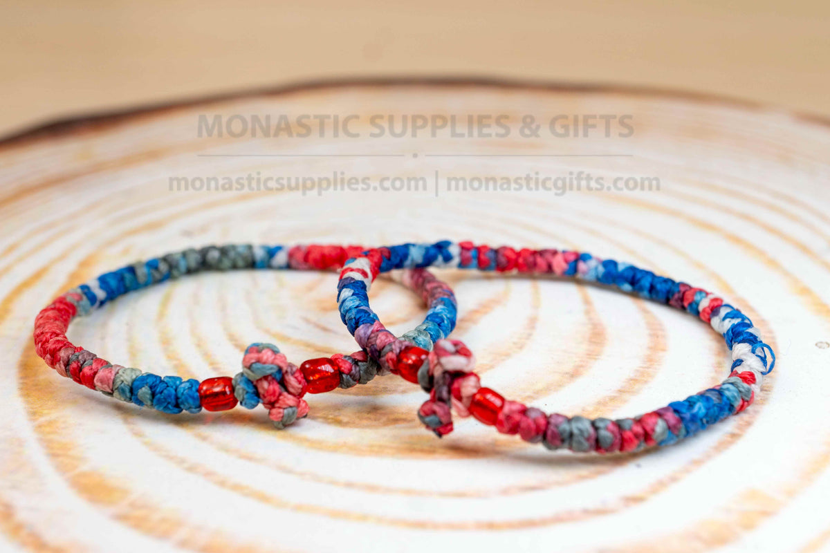 Prayer Rope Komboskini Bracelet French Tricolor Pattern - Handmade Orthodox Multicolor Wristband