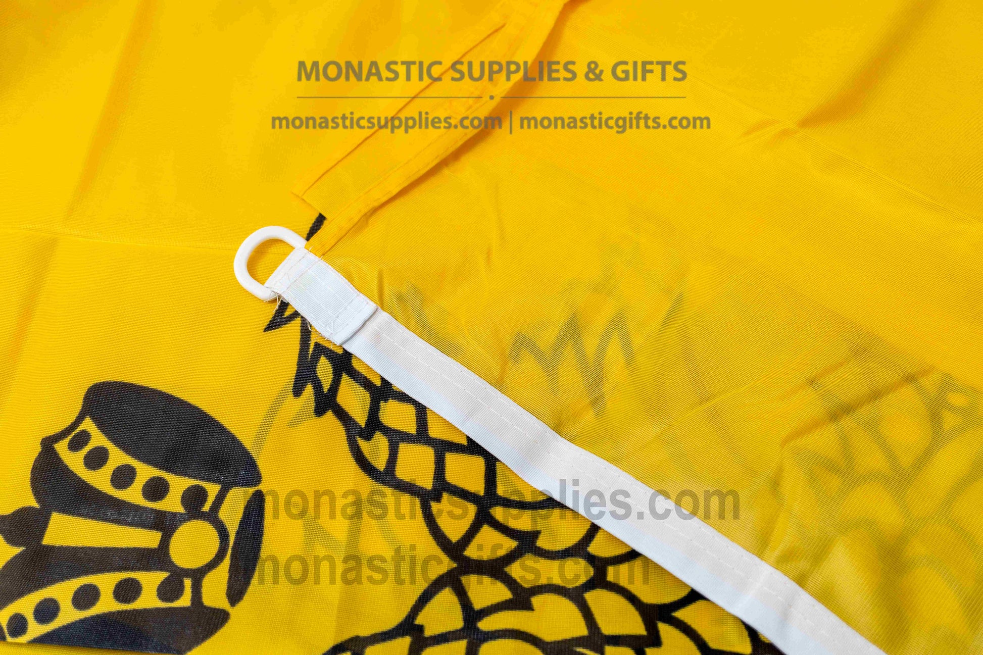 Byzantine double headed eagle gold church flag 150x100 cm (59.06x39.37 in) waving on church flagpole made in Greece
