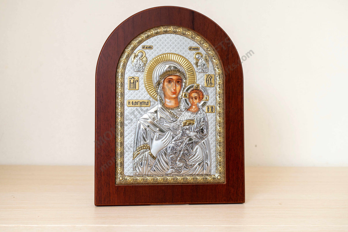 Virgin Mary Showing the Way Hodegetria 925 Silver Icon (15x20 cm / 5.9x7.9 in)