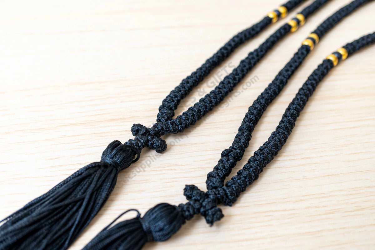  Monastic Orthodox Prayer Rope with Tassel - Black - 100 Knots 