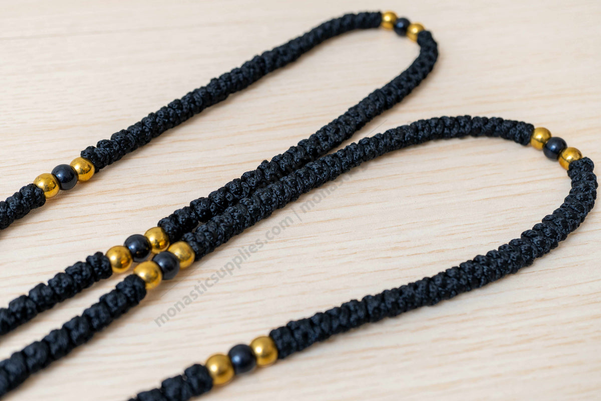  Monastic Orthodox Prayer Rope with Tassel - Black - 100 Knots 