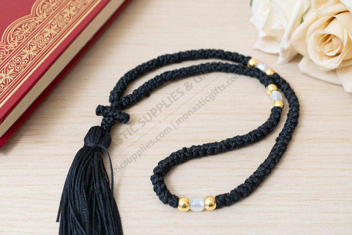 Monastic Orthodox Prayer Rope with Tassel - Black 