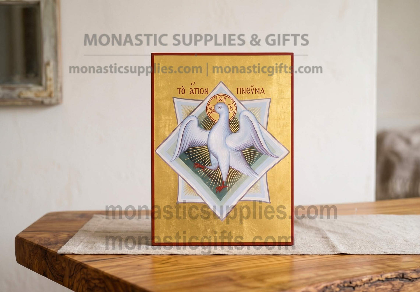 Handcrafted Christ Pantocrator of Sinai Wooden Icon on Gold Leaf, Multi-Size Byzantine Wall Art. (Copy)