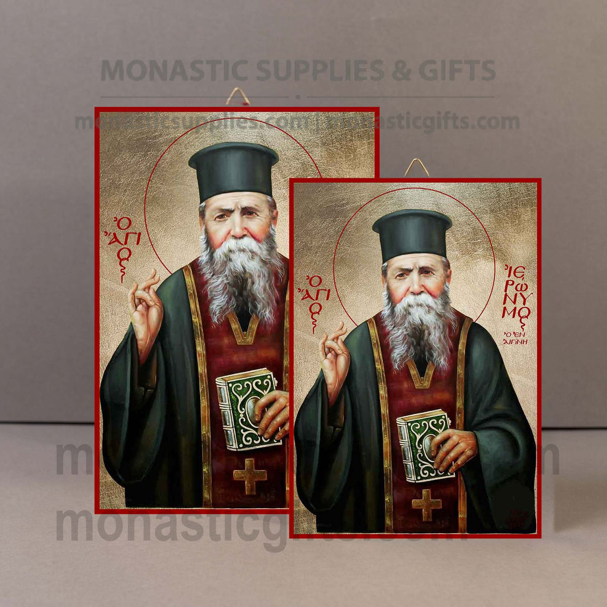 Saint Jerome Orthodox Icon - Handcrafted Gold Leaf Canvas Byzantine Wooden Panel Icon with Certificate