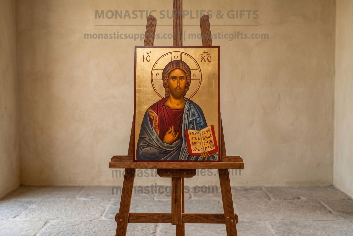 Authentic Byzantine Icon of Christ Blessing, Traditional Gold Leaf Orthodox Wood Icon (30x40cm - 11.81x15.75in)