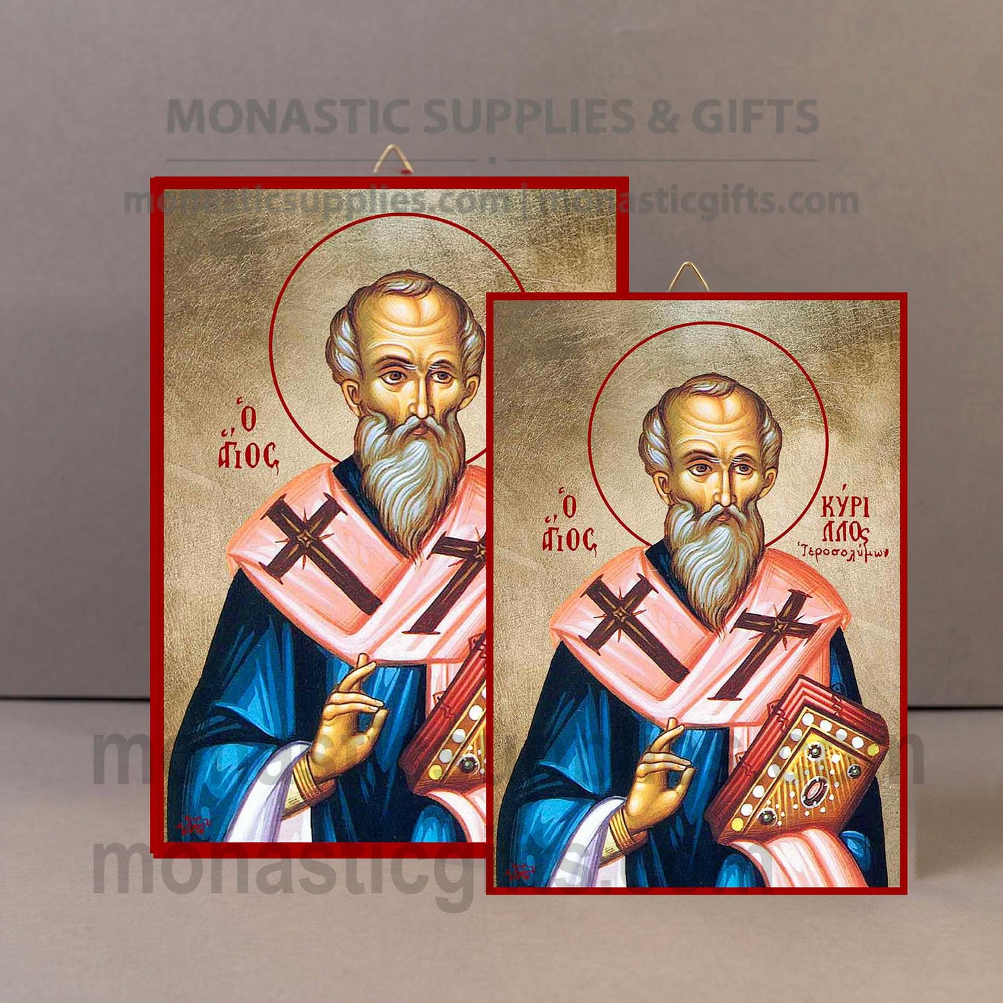 Saint Cyril Orthodox Icon - Handcrafted Gold Leaf Canvas Byzantine Wooden Panel Icon with Certificate