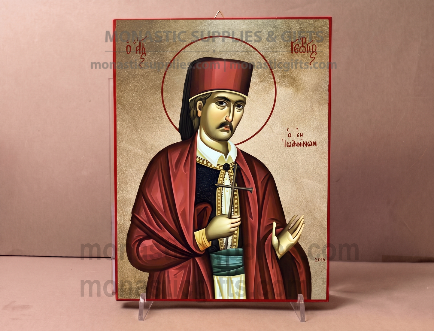 Saint George of Ioannina Orthodox Icon - Handcrafted Gold Leaf Canvas Byzantine Wooden Panel Icon with Certificate