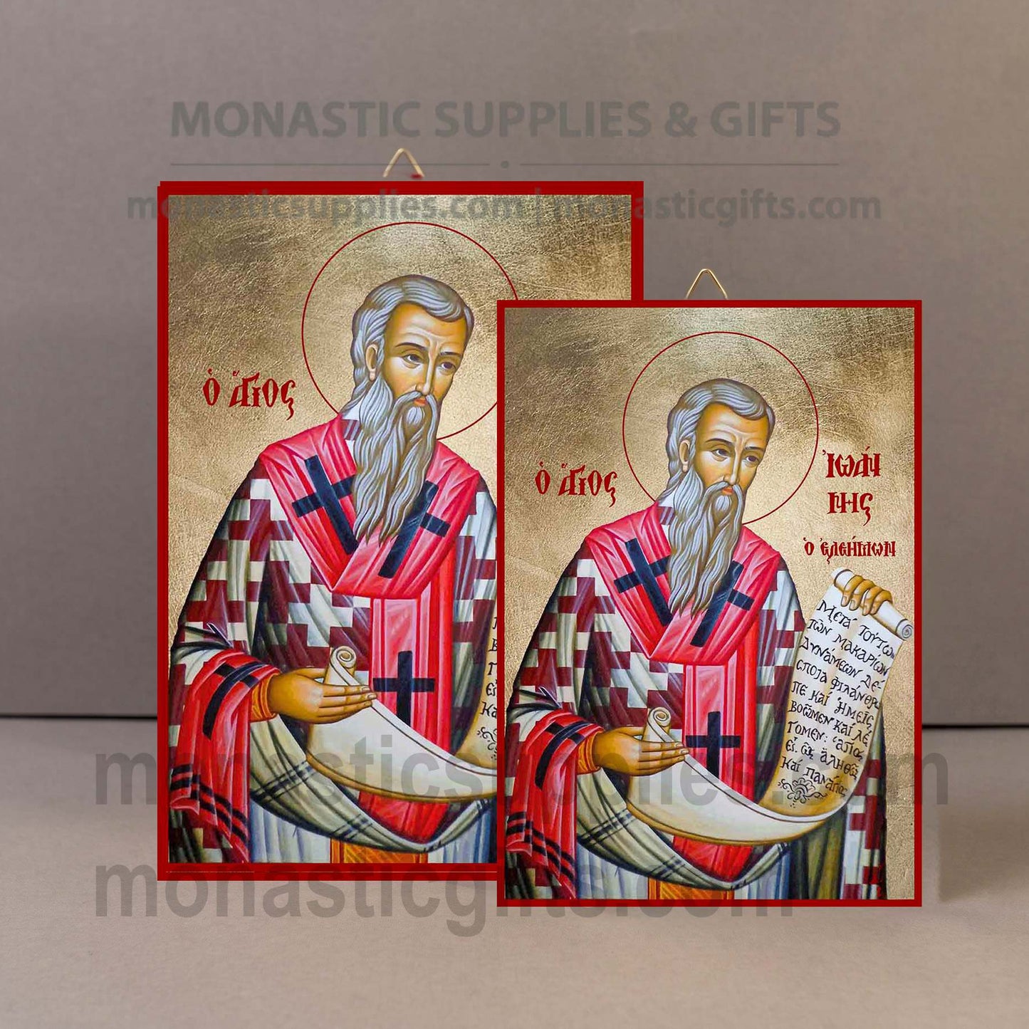 Saint John the Merciful Orthodox Icon - Handcrafted Gold Leaf Canvas Byzantine Wooden Panel Icon with Certificate