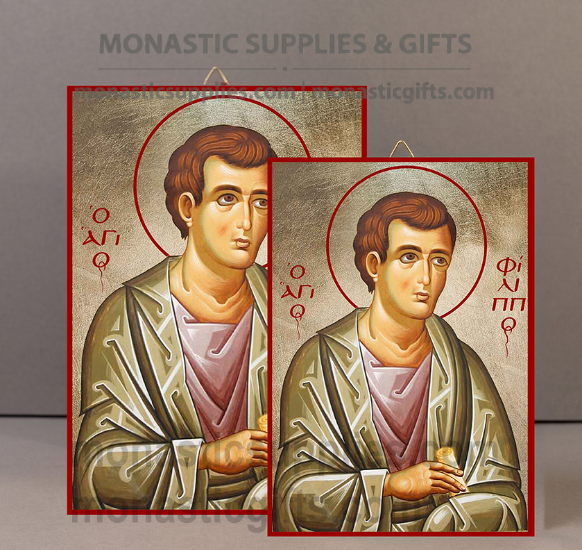 Holy Apostle Philip Orthodox Icon - Patron of Pastry Chefs, Bakers & Missionary Zeal - Handcrafted Gold Leaf Canvas Byzantine Wooden Panel Icon with Certificate