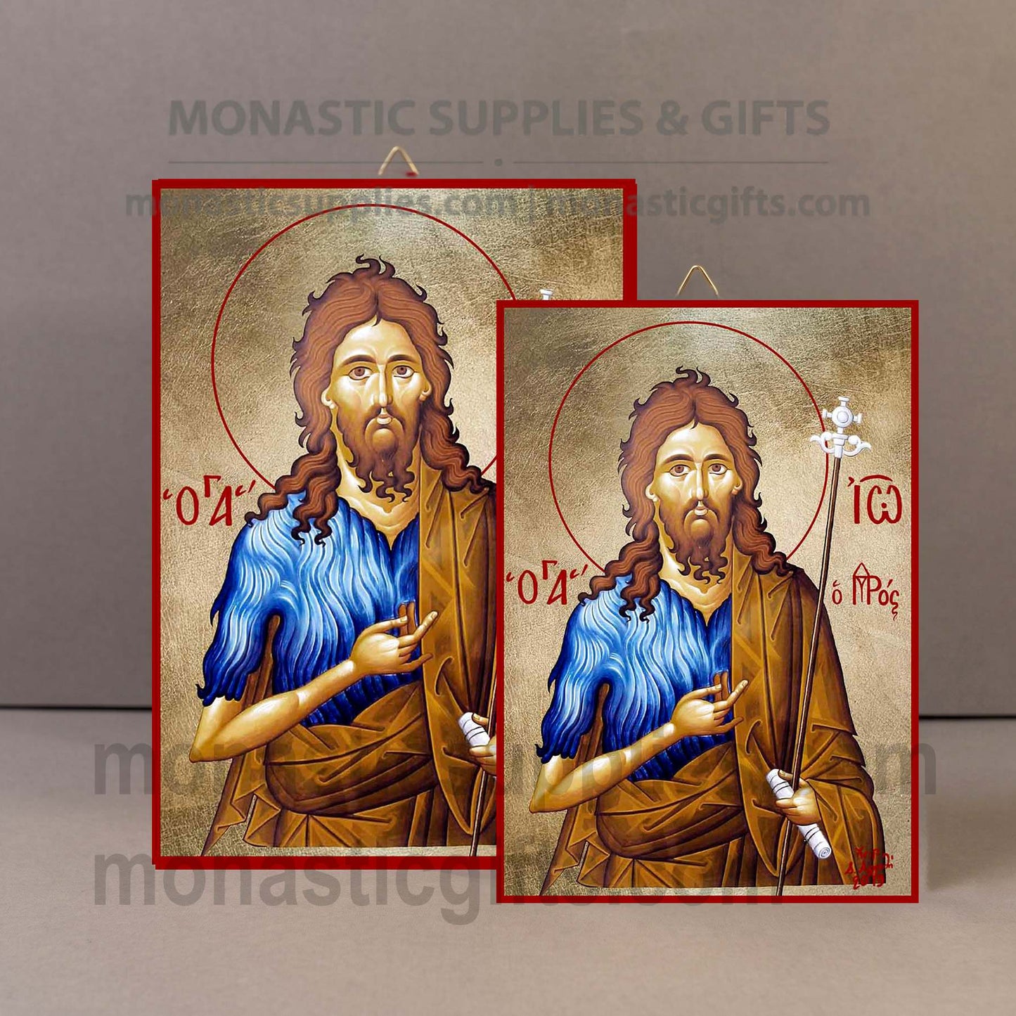 Saint John the Forerunner Orthodox Icon - Handcrafted Gold Leaf Canvas Byzantine Wooden Panel Icon with Certificate