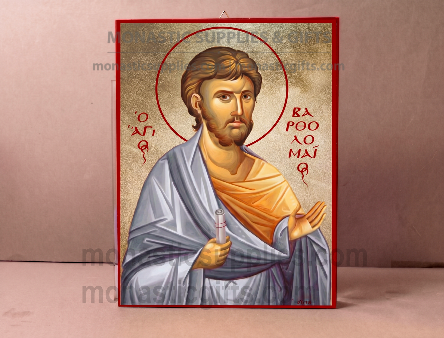 Saint Bartholomew Orthodox Icon - Handcrafted Gold Leaf Canvas Byzantine Wooden Panel Icon with Certificate