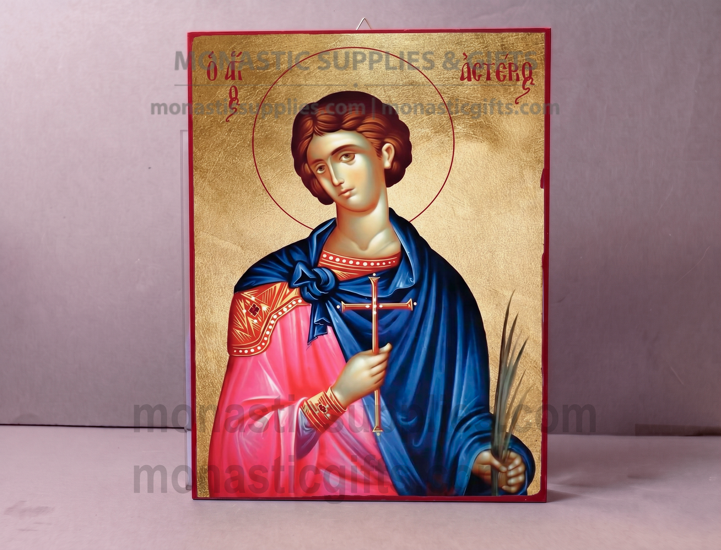 Saint Asterios Orthodox Icon - Handcrafted Gold Leaf Canvas Byzantine Wooden Panel Icon with Certificate
