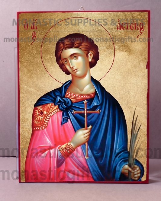 Saint Asterios Orthodox Icon - Handcrafted Gold Leaf Canvas Byzantine Wooden Panel Icon with Certificate