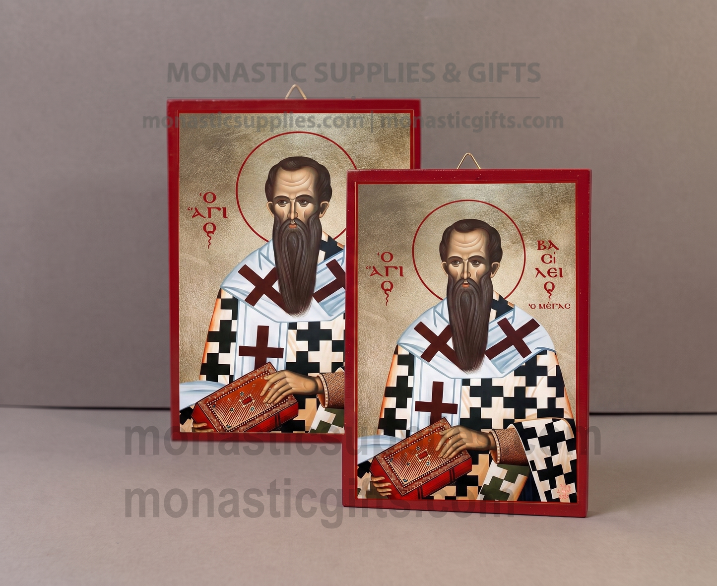 Saint Basil the Great Orthodox Icon - Handcrafted Gold Leaf Canvas Byzantine Wooden Panel Icon with Certificate