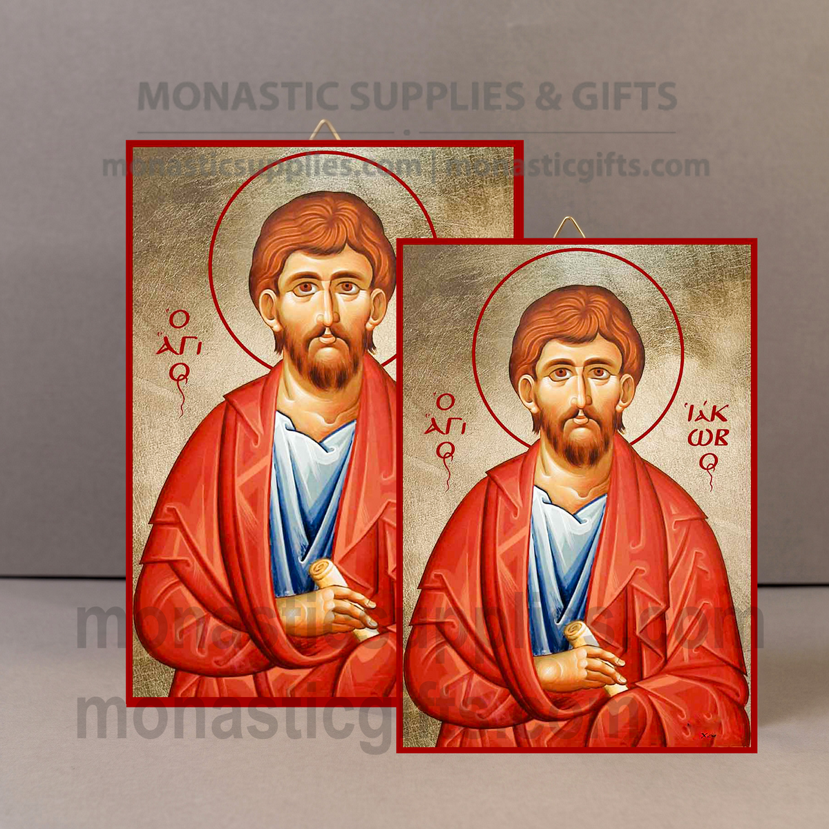 Saint James Orthodox Icon - Handcrafted Gold Leaf Canvas Byzantine Wooden Panel Icon with Certificate