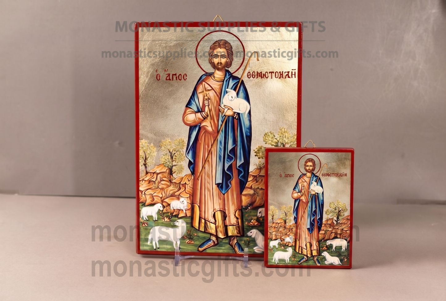 Saint Themistocles Orthodox Icon - Handcrafted Gold Leaf Canvas Byzantine Wooden Panel Icon with Certificate