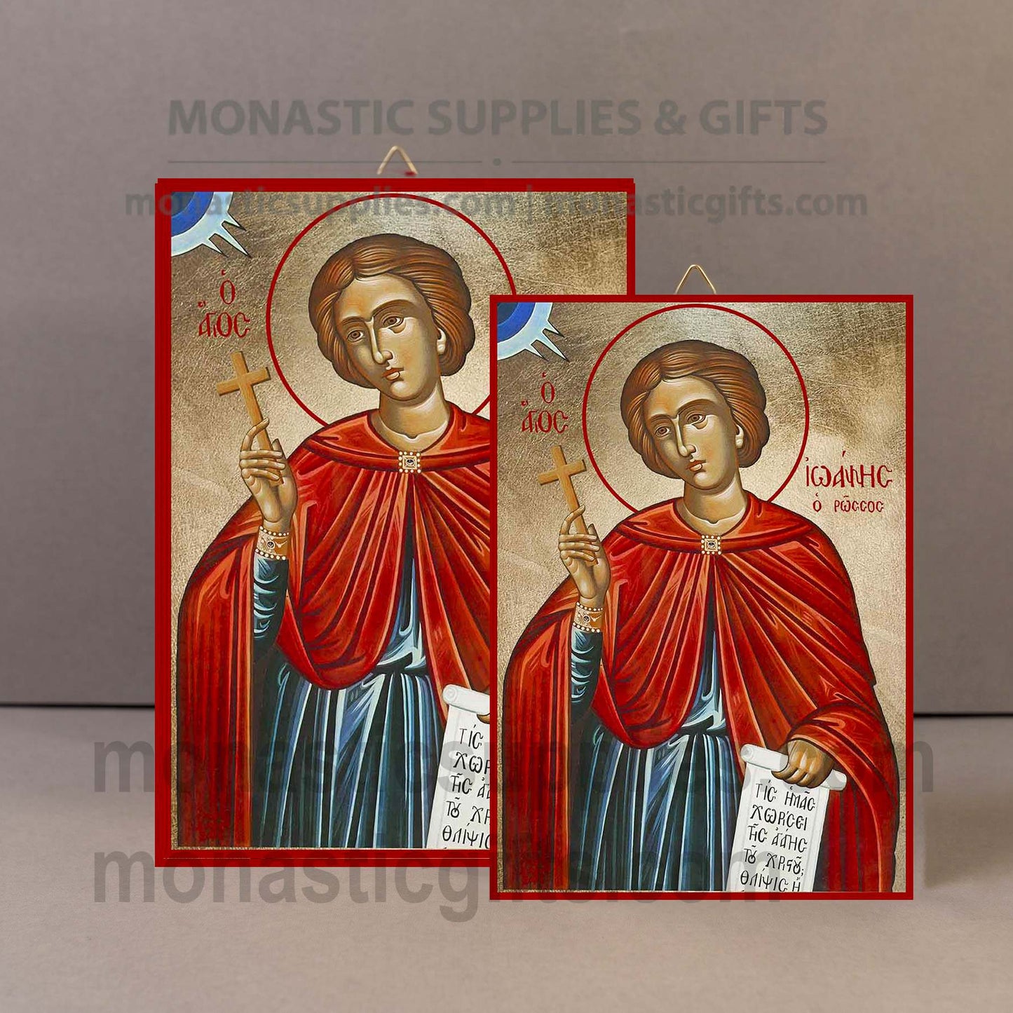 Saint John the Russian Orthodox Icon - Handcrafted Gold Leaf Canvas Byzantine Wooden Panel Icon with Certificate