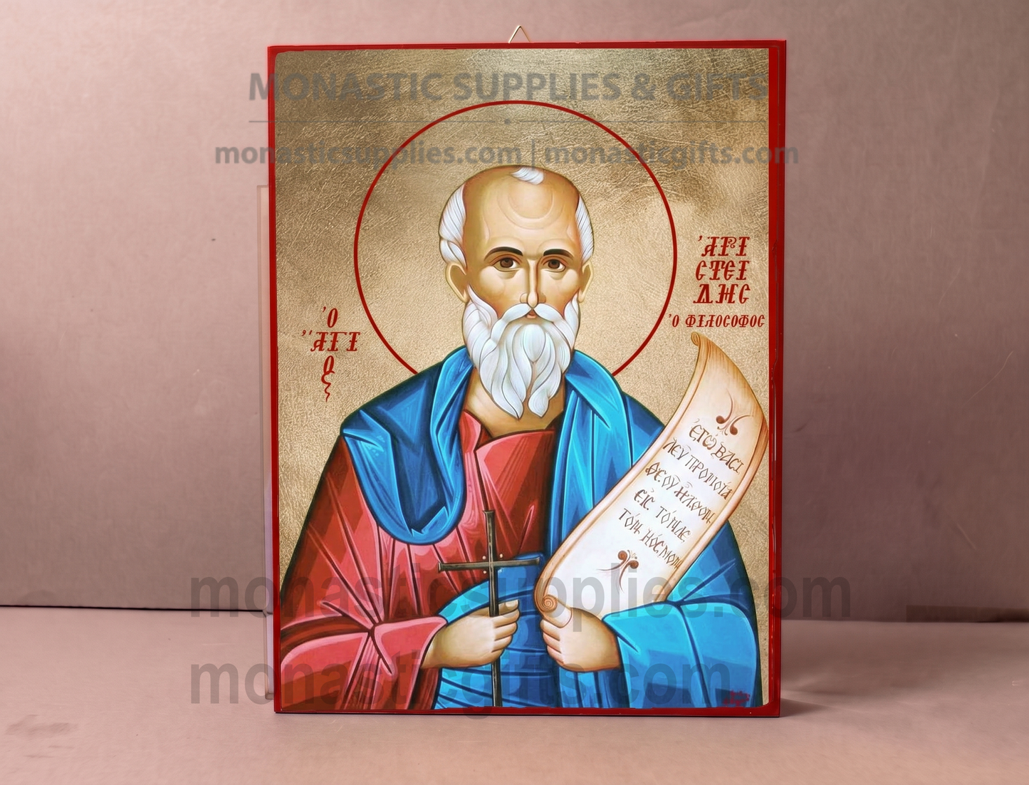 Saint Aristides Orthodox Icon - Handcrafted Gold Leaf Canvas Byzantine Wooden Panel Icon with Certificate