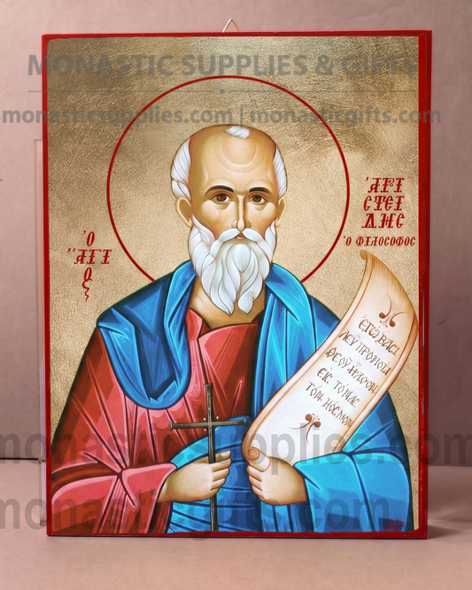 Saint Aristides Orthodox Icon - Handcrafted Gold Leaf Canvas Byzantine Wooden Panel Icon with Certificate