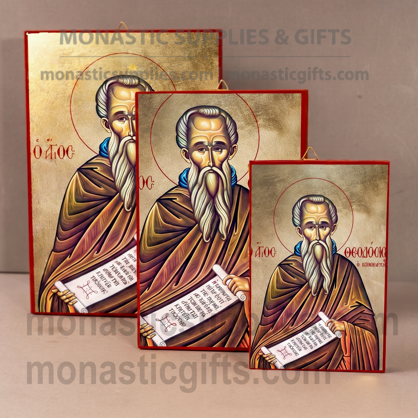 Saint Theodosius the Cenobiarch Orthodox Icon - Handcrafted Gold Leaf Canvas Byzantine Wooden Panel Icon with Certificate