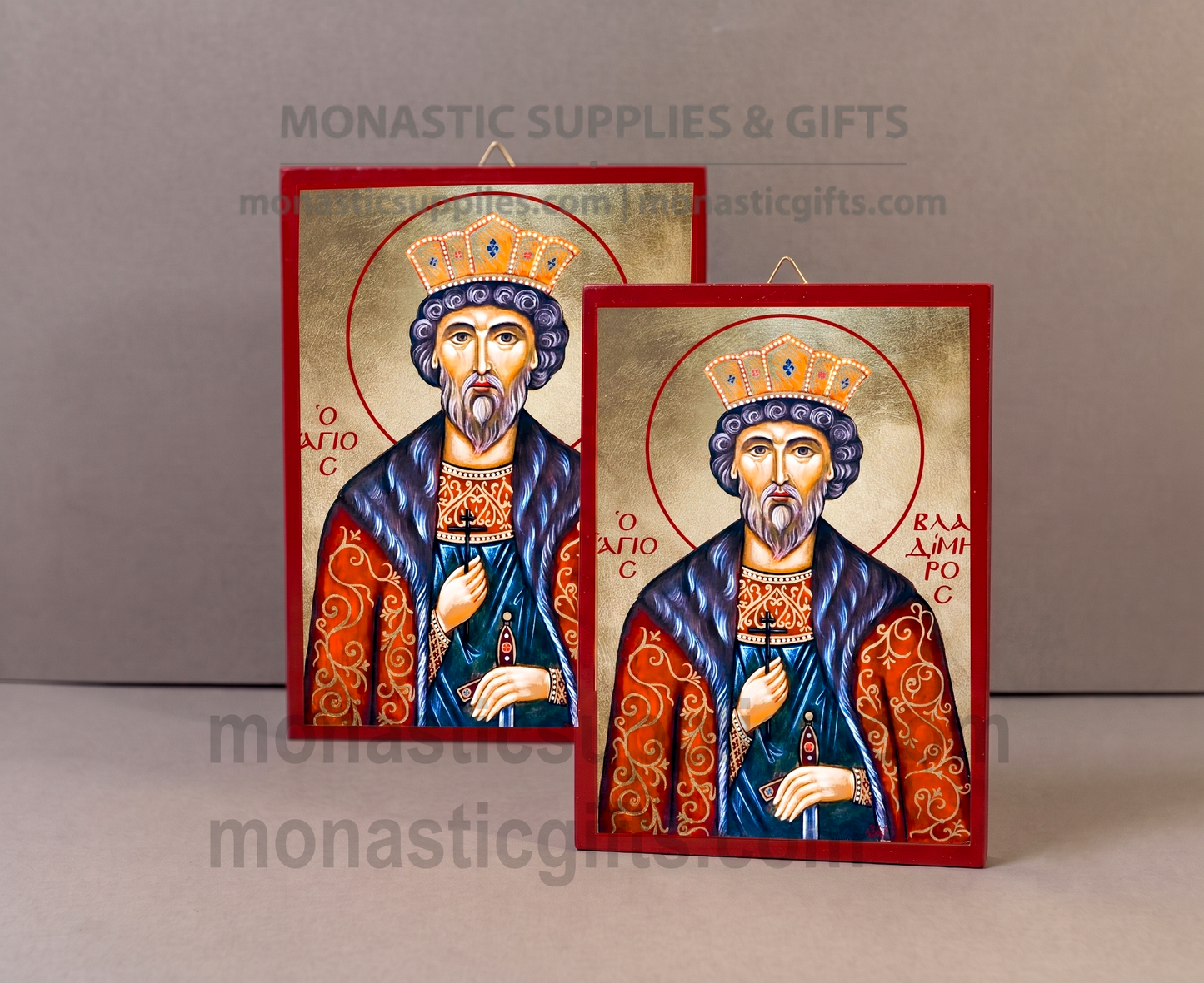 Saint Vladimir Orthodox Icon - Handcrafted Gold Leaf Canvas Byzantine Wooden Panel Icon with Certificate