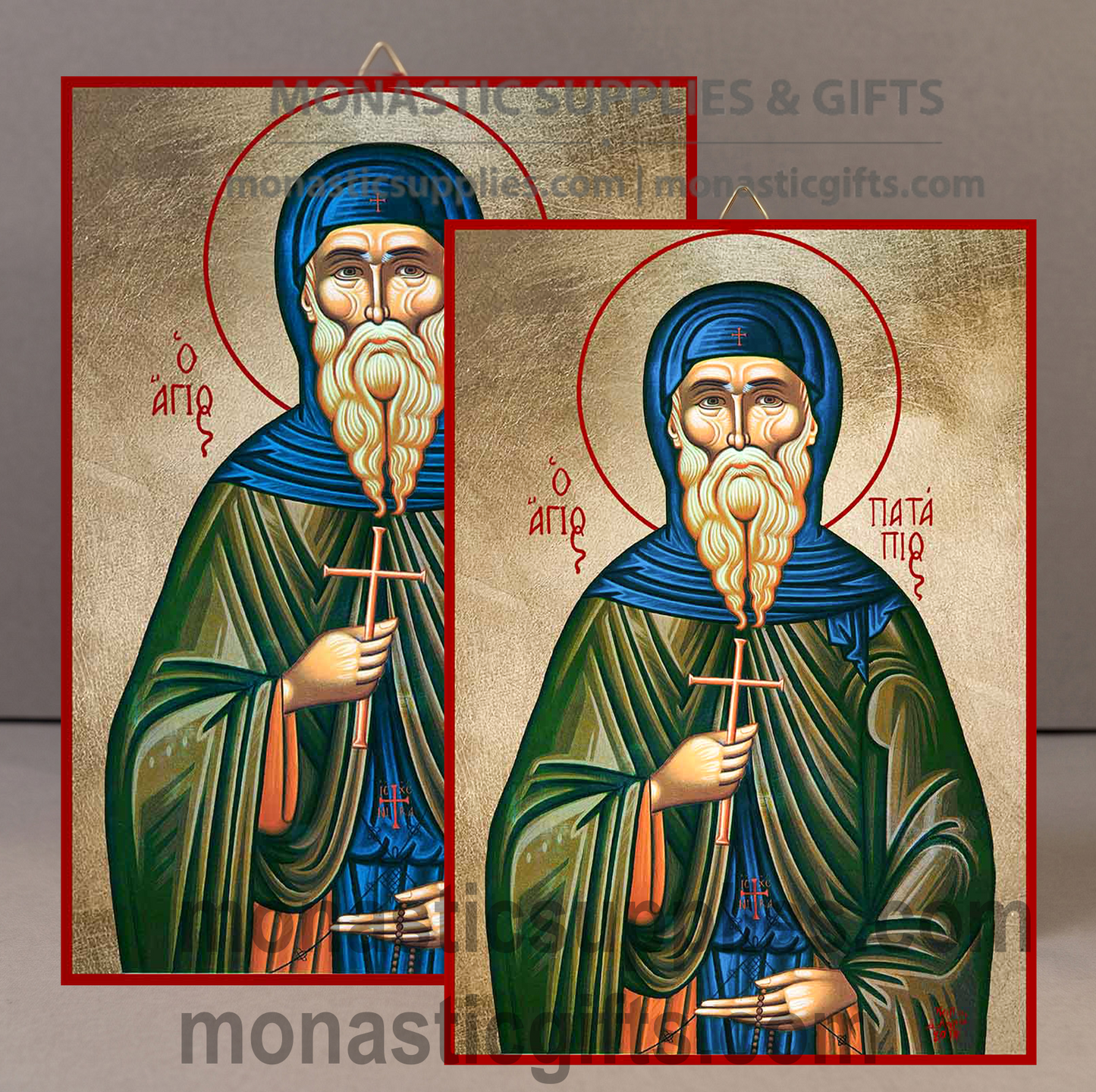 Saint Patapios the Wonderworker Orthodox Icon - Patron of Cancer Patients, Tumors & Healing - Handcrafted Gold Leaf Canvas Byzantine Wooden Panel Icon with Certificate
