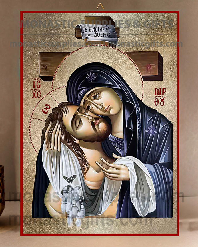 The Extreme Humility Orthodox Icon - Patron of Comfort in Grief, Holy Passion & Divine Solace - Handcrafted Gold Leaf Canvas Byzantine Wooden Panel Icon with Certificate (Copy)