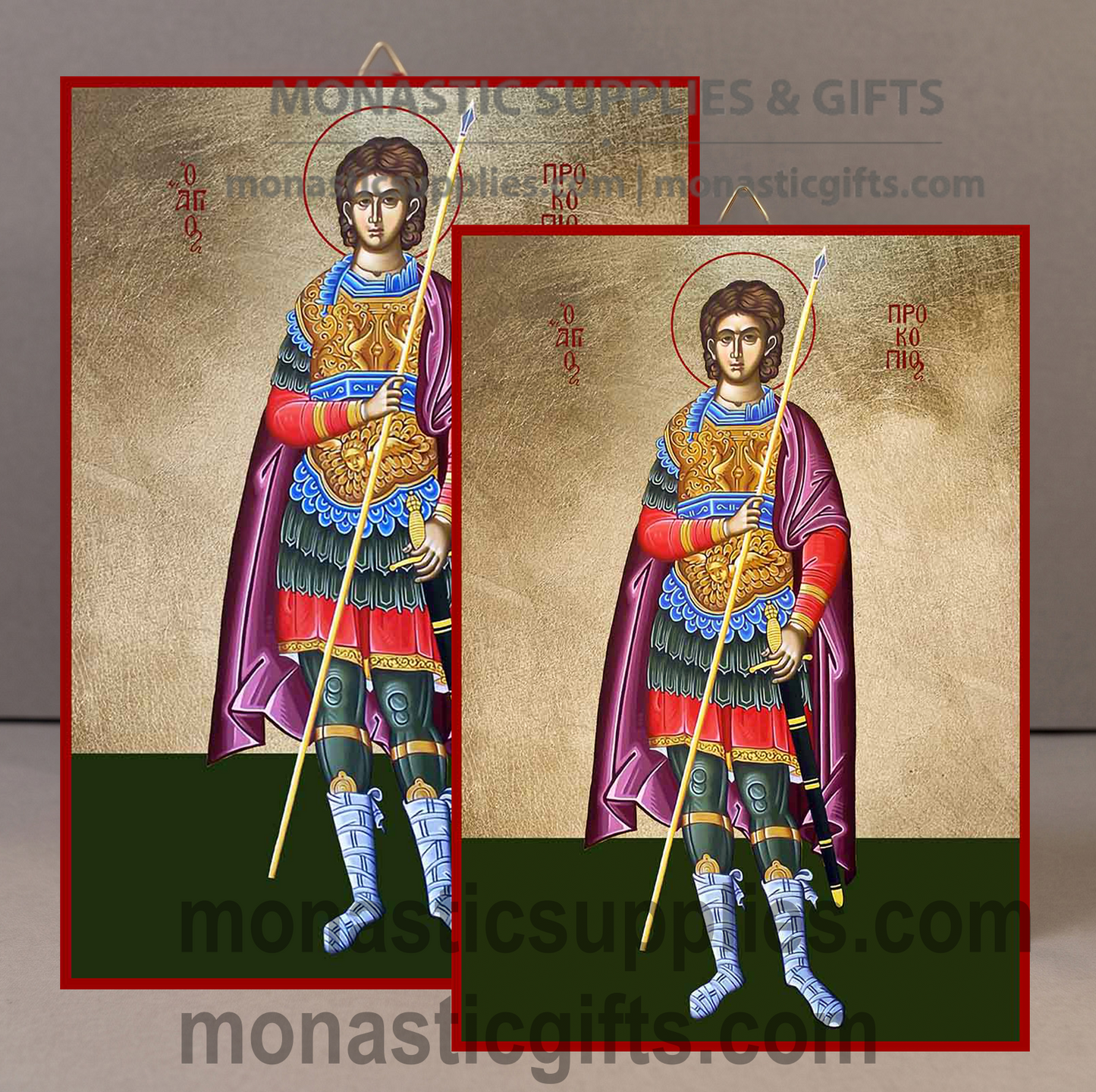 Saint Procopius the Great Martyr Orthodox Icon - Patron of Christian Marriage, Spouses & Steadfast Faith - Handcrafted Gold Leaf Canvas Byzantine Wooden Panel Icon with Certificate