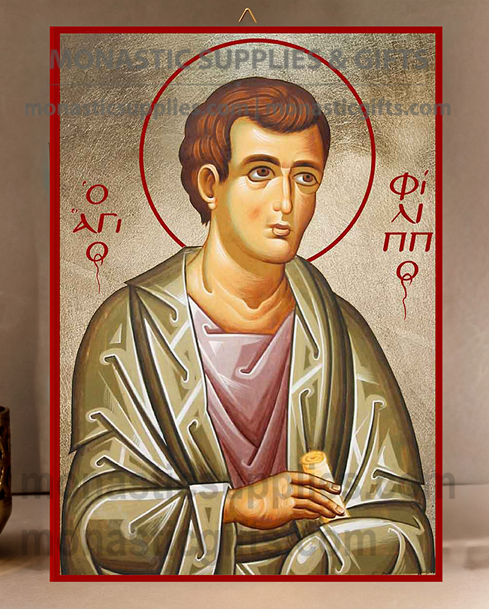 Holy Apostle Philip Orthodox Icon - Patron of Pastry Chefs, Bakers & Missionary Zeal - Handcrafted Gold Leaf Canvas Byzantine Wooden Panel Icon with Certificate