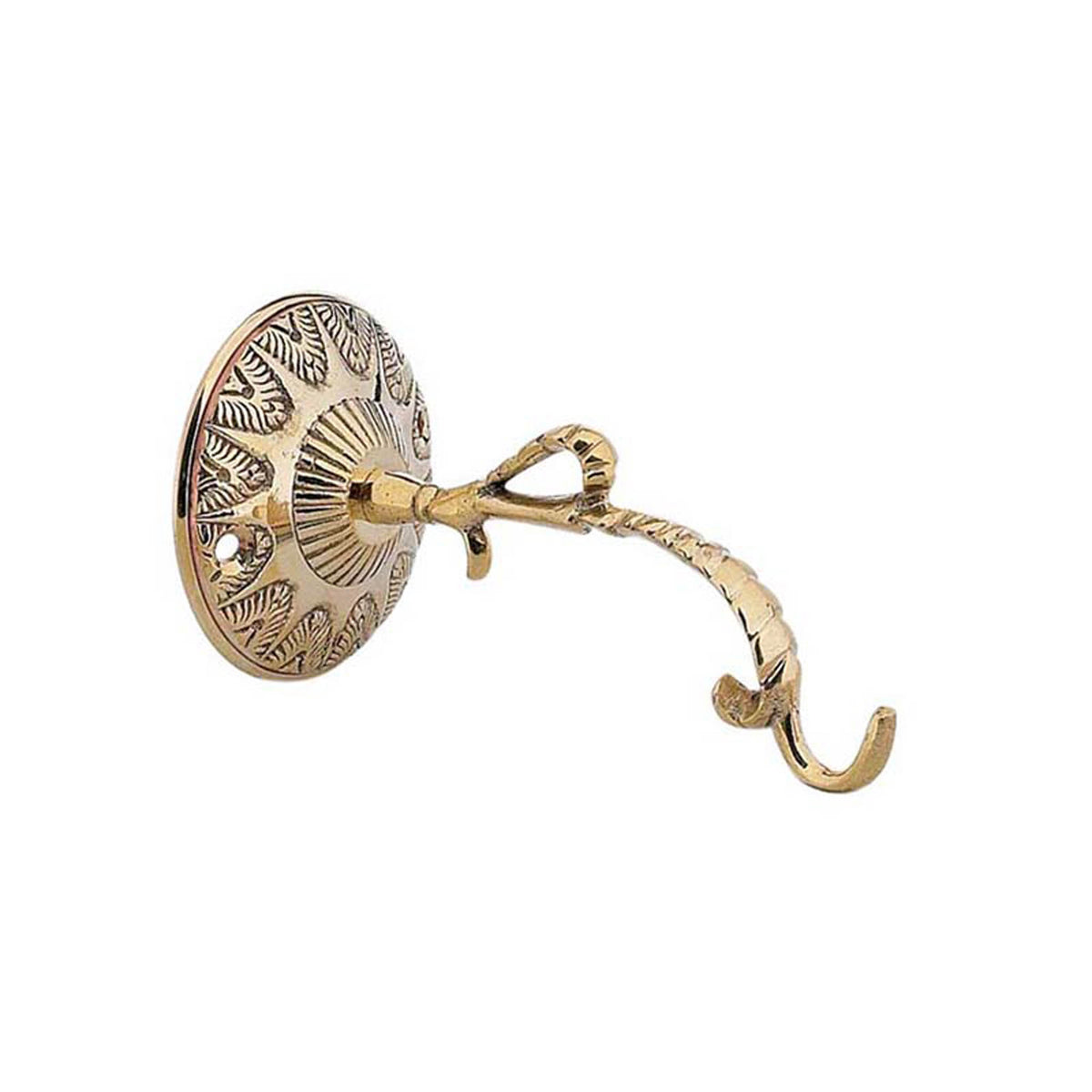 Hanging vigil lamp kandili wall bracket solid brass unpainted round rosette twisted arm hook 14cm