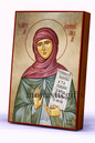 Saint Emmelia Byzantine Icon – Handmade Wooden Orthodox Icon on Gold Silk Canvas, Various Sizes