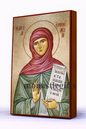 Saint Emmelia Byzantine Icon – Handmade Wooden Orthodox Icon on Gold Silk Canvas, Various Sizes