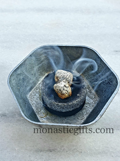 AshTray For Incense Burner and Lighting Charcoal .Handmade with Cross inside.