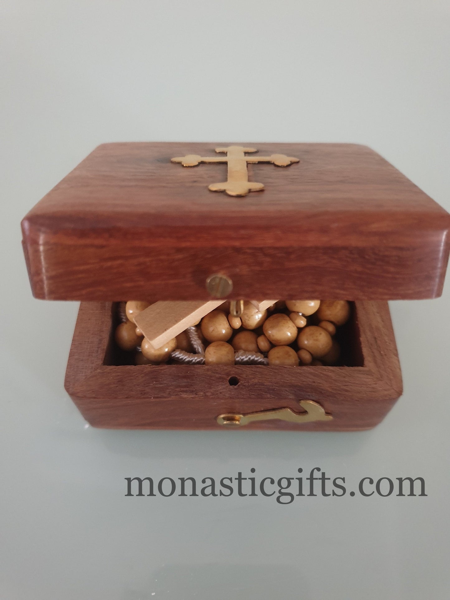 Handmade wood Box with Christian Cross and metallic elements - - Decorative box - Rustic wood box - Jewelry box