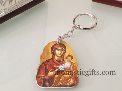 Christian Orthodox Keychain with Mother of God (Virgin Mary Soumela)  made of resin and metal ,a perfect gift 10cm - 3.93 in