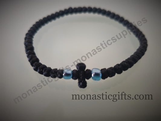Two packs of authentic black waxed thin adjustable Komboskini prayer rope bracelets with beads from Mount Athos.