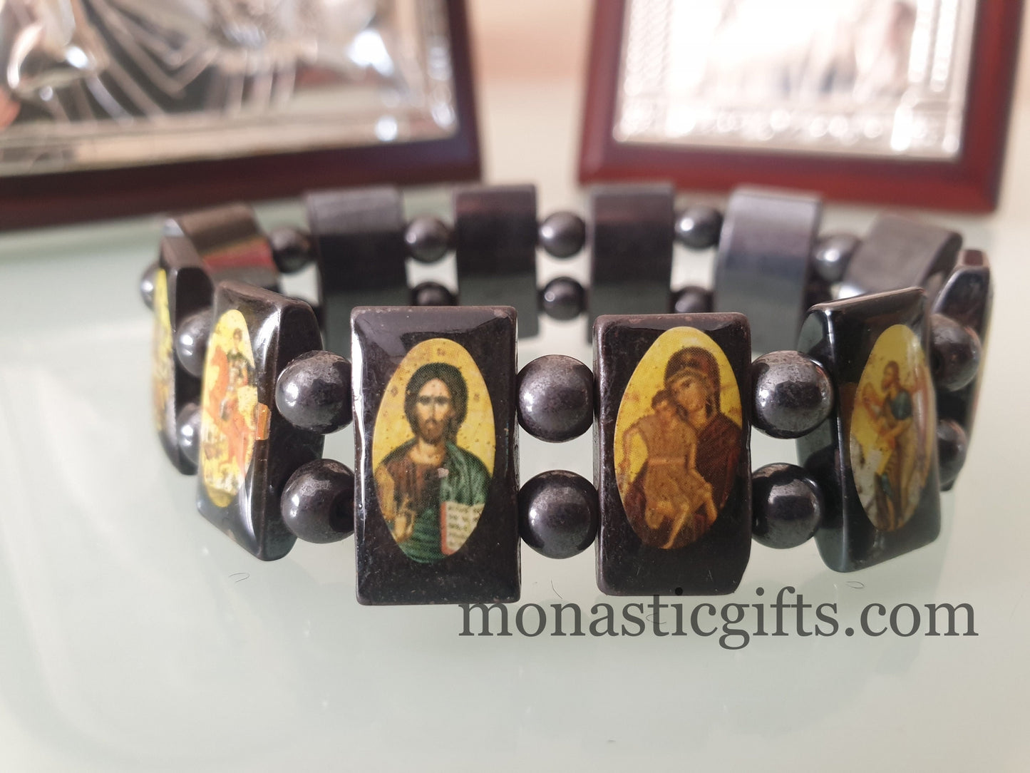 Holy Bracelet made of stones - Bracelet with Holy Icons , Gift of faith, hope, love and healing to someone you care about