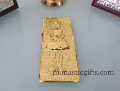 tama votive offering "Girl" votive, Gold Colored Byzantine Greek Eastern Orthodox Promise Icon, Ex Voto