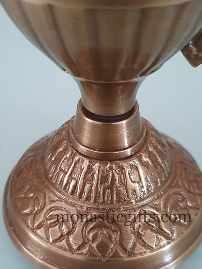 Carved antique brass home censer, Handmade Burner with handle Christian Artefact With free Gifts