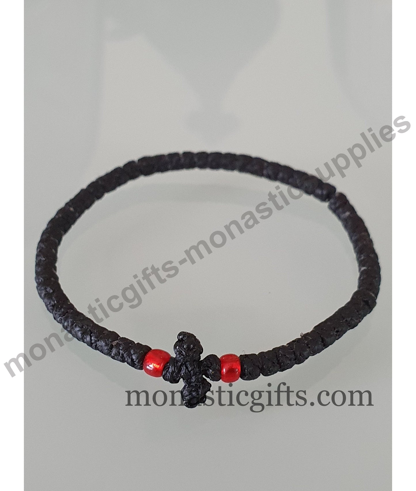 Two packs of authentic black waxed thin adjustable Komboskini prayer rope bracelets with beads from Mount Athos.
