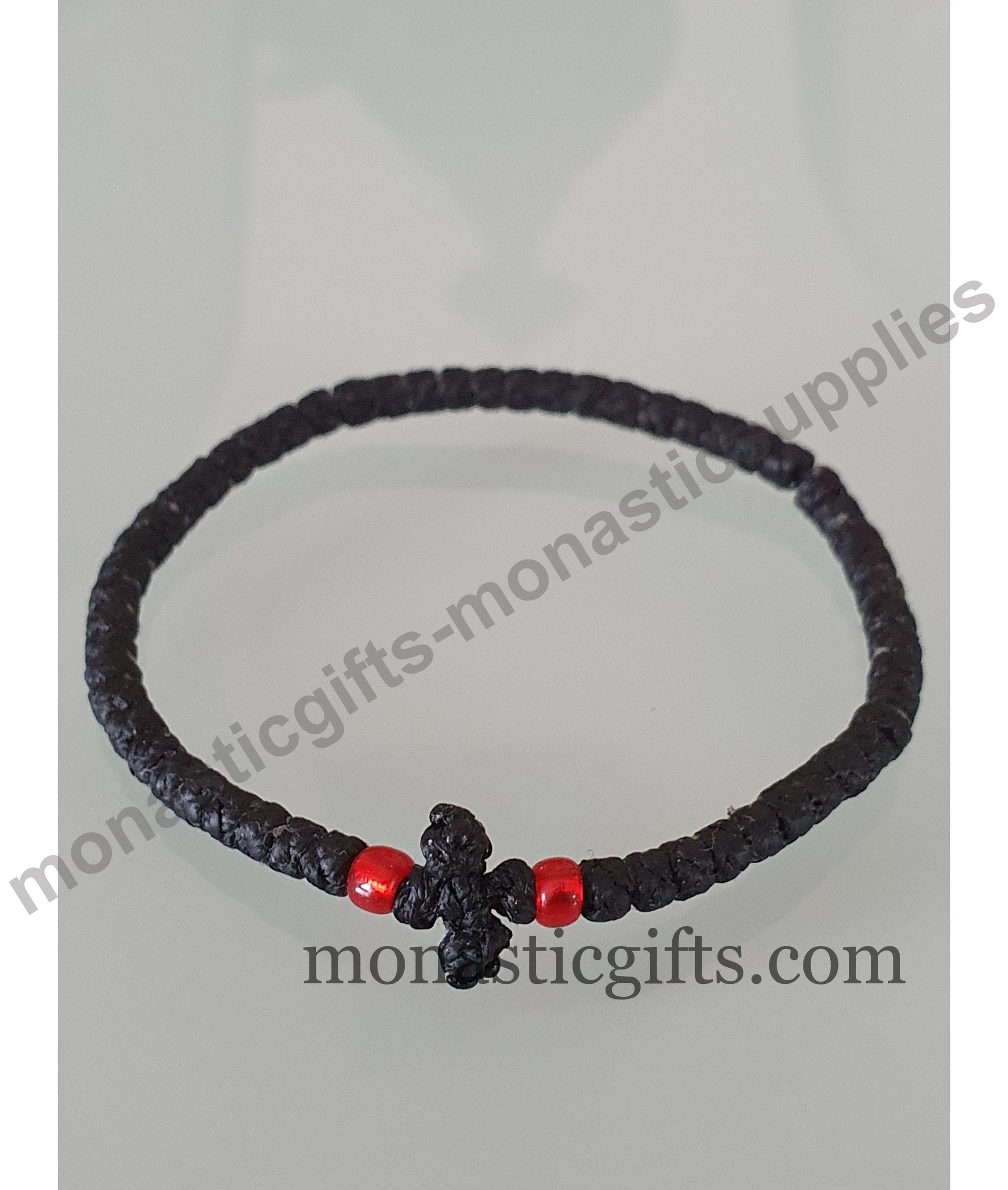Two packs of authentic black waxed thin adjustable Komboskini prayer rope bracelets with beads from Mount Athos.