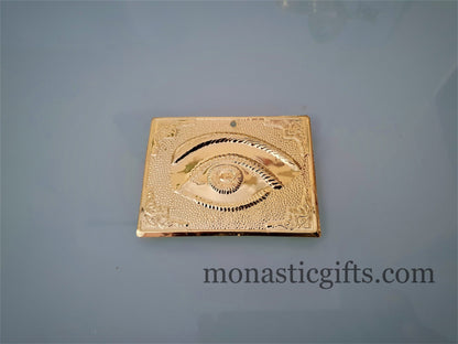 tama votive offering The Eye Gold Colored votive, Byzantine Greek Eastern Orthodox Promise Icon, Ex Voto