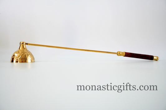 Brass candle snuffer with wooden handle Hand made 100% Authentic beatiful candle snuffer a perfect Christian  Gift