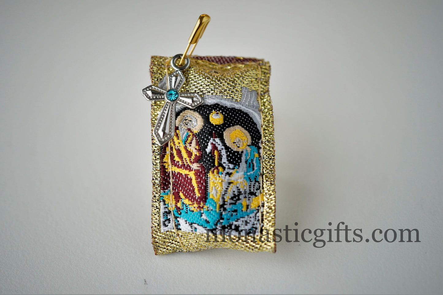 Orthodox Special Amulet with Saint Ioannis and The Cave of the Apocalypse on the back ,Filaxto Orthodoxer Glücksbringer