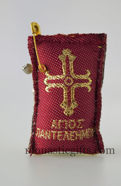 Orthodox Amulet Rectangular pendant with Saint Panteleimon the Great Martyr ,Filakto ,Filaxto Orthodoxer Glücksbringer