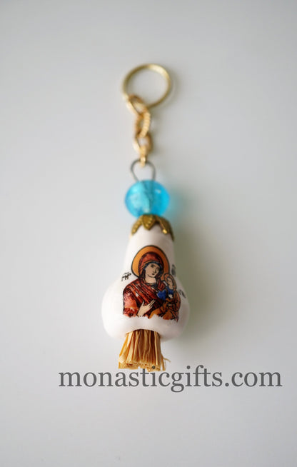 Greek Orthodox Garlic charm with Virgin Mary or Saint Christopher Lucky charm.a symbol of health and abundance. Always have it on you!